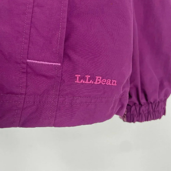 L.L Bean Jacket Women's S Purple Hooded Full Zipped Snap Long Sleeve Windbreaker - Picture 4 of 11